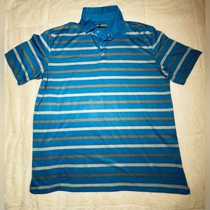 Men’s Callaway Opti-dry golf polo shirt size large blue grey striped